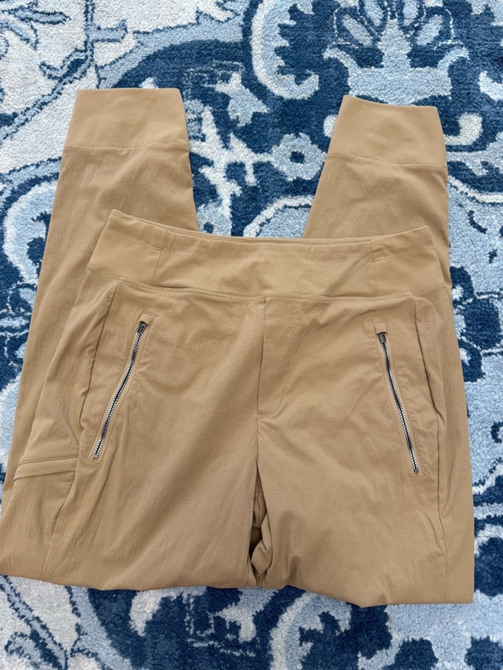 ATHLETA lot of TWO athletic joggers pants Brooklyn green swirl and tan pull on 4 - Picture 7 of 11
